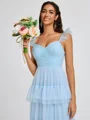 A-line Sweetheart Cascading Ruffles Floor-Length Bridesmaid Dress