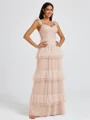 A-line Sweetheart Cascading Ruffles Floor-Length Bridesmaid Dress