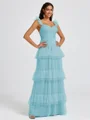 A-line Sweetheart Cascading Ruffles Floor-Length Bridesmaid Dress