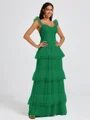 A-line Sweetheart Cascading Ruffles Floor-Length Bridesmaid Dress