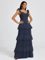 A-line Sweetheart Cascading Ruffles Floor-Length Bridesmaid Dress