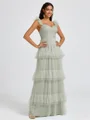 A-line Sweetheart Cascading Ruffles Floor-Length Bridesmaid Dress