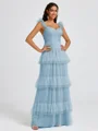 A-line Sweetheart Cascading Ruffles Floor-Length Bridesmaid Dress