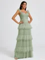 A-line Sweetheart Cascading Ruffles Floor-Length Bridesmaid Dress