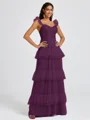 A-line Sweetheart Cascading Ruffles Floor-Length Bridesmaid Dress