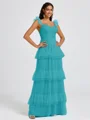 A-line Sweetheart Cascading Ruffles Floor-Length Bridesmaid Dress