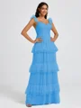 A-line Sweetheart Cascading Ruffles Floor-Length Bridesmaid Dress