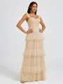 A-line Sweetheart Cascading Ruffles Floor-Length Bridesmaid Dress