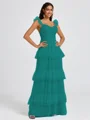 A-line Sweetheart Cascading Ruffles Floor-Length Bridesmaid Dress