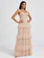 A-line Sweetheart Cascading Ruffles Floor-Length Bridesmaid Dress