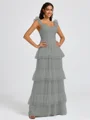 A-line Sweetheart Cascading Ruffles Floor-Length Bridesmaid Dress