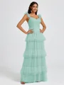 A-line Sweetheart Cascading Ruffles Floor-Length Bridesmaid Dress