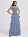 A-line Sweetheart Cascading Ruffles Floor-Length Bridesmaid Dress