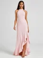 A-line Halter Floor-Length Stretch Crepe Bridesmaid Dress