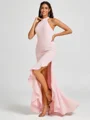 A-line Halter Floor-Length Stretch Crepe Bridesmaid Dress