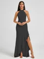 A-line Halter Floor-Length Stretch Crepe Bridesmaid Dress