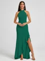 A-line Halter Floor-Length Stretch Crepe Bridesmaid Dress