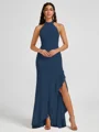 A-line Halter Floor-Length Stretch Crepe Bridesmaid Dress