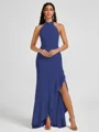 A-line Halter Floor-Length Stretch Crepe Bridesmaid Dress