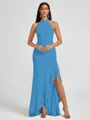 A-line Halter Floor-Length Stretch Crepe Bridesmaid Dress