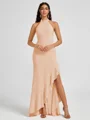 A-line Halter Floor-Length Stretch Crepe Bridesmaid Dress