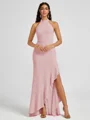 A-line Halter Floor-Length Stretch Crepe Bridesmaid Dress