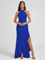 A-line Halter Floor-Length Stretch Crepe Bridesmaid Dress