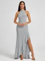A-line Halter Floor-Length Stretch Crepe Bridesmaid Dress