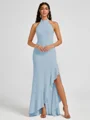 A-line Halter Floor-Length Stretch Crepe Bridesmaid Dress