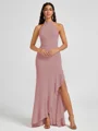 A-line Halter Floor-Length Stretch Crepe Bridesmaid Dress