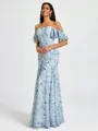 Sheath Off-the-Shoulder Short Sleeves Floor-Length Bridesmaid Dress