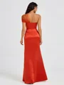 Sheath One-Shoulder Pleated Floor-Length Satin Bridesmaid Dress