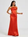 Sheath One-Shoulder Pleated Floor-Length Satin Bridesmaid Dress