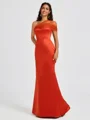 Sheath One-Shoulder Pleated Floor-Length Satin Bridesmaid Dress
