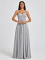 A-line Sweetheart Pleated Floor-Length Chiffon Bridesmaid Dress