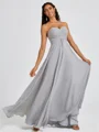 A-line Sweetheart Pleated Floor-Length Chiffon Bridesmaid Dress