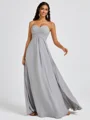 A-line Sweetheart Pleated Floor-Length Chiffon Bridesmaid Dress