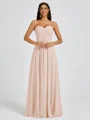 A-line Sweetheart Pleated Floor-Length Chiffon Bridesmaid Dress