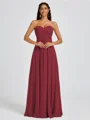 A-line Sweetheart Pleated Floor-Length Chiffon Bridesmaid Dress