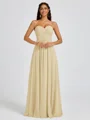 A-line Sweetheart Pleated Floor-Length Chiffon Bridesmaid Dress