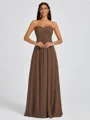 A-line Sweetheart Pleated Floor-Length Chiffon Bridesmaid Dress