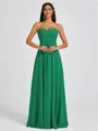 A-line Sweetheart Pleated Floor-Length Chiffon Bridesmaid Dress