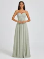 A-line Sweetheart Pleated Floor-Length Chiffon Bridesmaid Dress