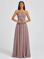A-line Sweetheart Pleated Floor-Length Chiffon Bridesmaid Dress