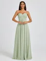 A-line Sweetheart Pleated Floor-Length Chiffon Bridesmaid Dress