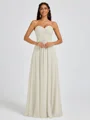 A-line Sweetheart Pleated Floor-Length Chiffon Bridesmaid Dress
