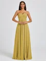 A-line Sweetheart Pleated Floor-Length Chiffon Bridesmaid Dress