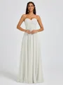 A-line Sweetheart Pleated Floor-Length Chiffon Bridesmaid Dress