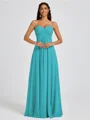 A-line Sweetheart Pleated Floor-Length Chiffon Bridesmaid Dress