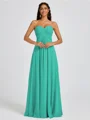 A-line Sweetheart Pleated Floor-Length Chiffon Bridesmaid Dress